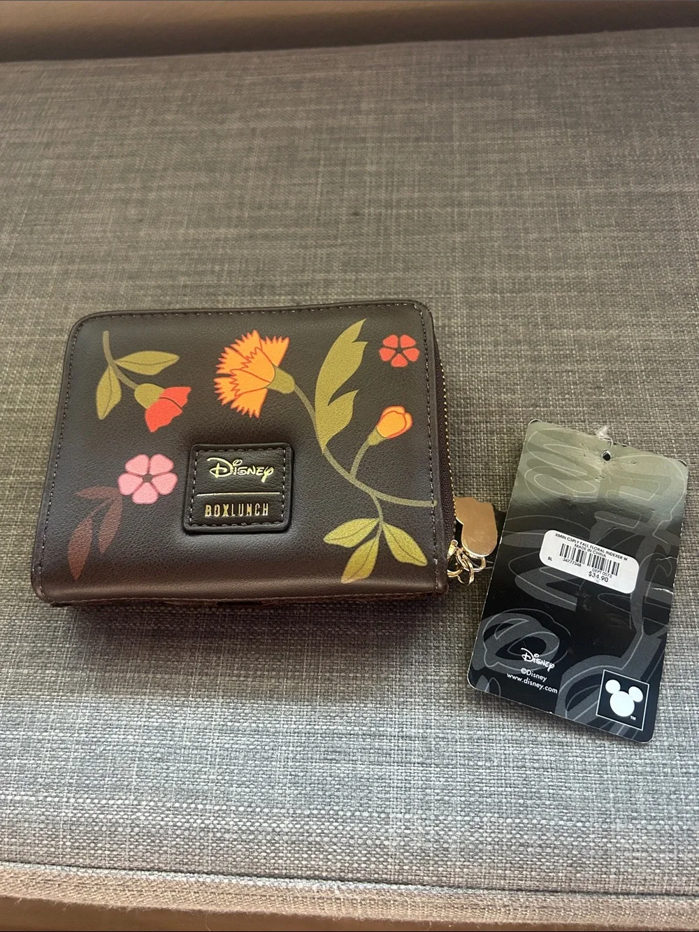 Disney Floral Minnie Ear Card Holder in Brown with Pink Bow